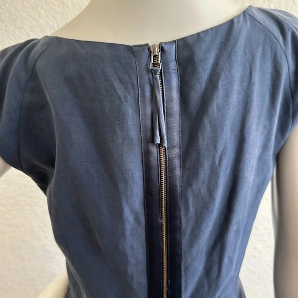 Rebecca Taylor Mason Blue Cap Sleeve Ruffle Linen Sheath Dress NWT Sz.6 - Picture 4 of 8